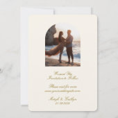 Oval Elegant Wedding Photo Calligraphy セーブザデート (裏面)