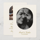 Oval Elegant Wedding Photo Calligraphy セーブザデート (正面/裏面)
