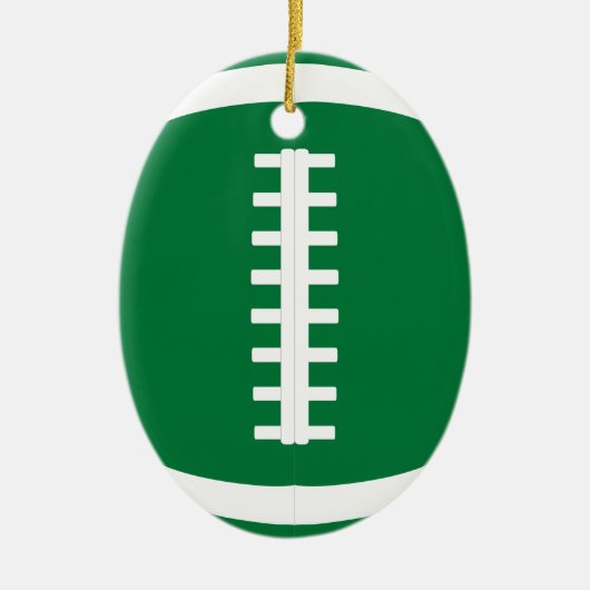 Oval Green Football Player or Coach Christmas セラミックオーナメント (正面)