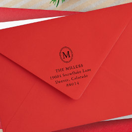 Oval Monogram Personalized Return Address セルフインキングスタンプ