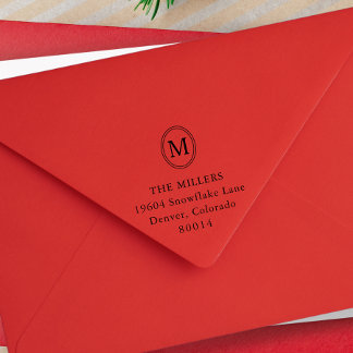Oval Monogram Personalized Return Address セルフインキングスタンプ