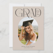 Oval One Photo Beige卒業発表カード 案内状 (正面)