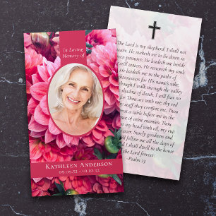 Oval Photo Floral Memorial Prayer Card コーリングカード
