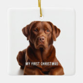 Oval Puppy私の初めてのクリスマス写真オーナメント セラミックオーナメント (正面)