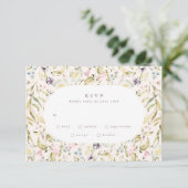 Oval Spring Boho Wildflower Pampas Wedding 出欠カード (スタンド正面)