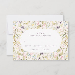 Oval Spring Boho Wildflower Pampas Wedding 出欠カード
