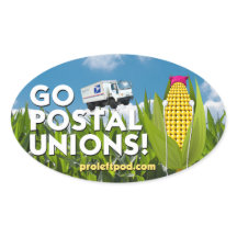 Oval Stickers (4/pg) - Go Postal Union!
