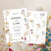 Oval Wildflower Watercolor Floral Wedding 招待状