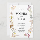 Oval Wildflower Watercolor Floral Wedding 招待状 (正面)