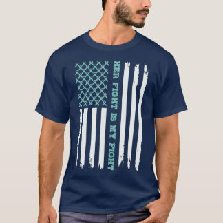 OVARIAN AMERICAN FLAG彼女の戦いは私の戦いのティール(緑がかった色) Tシャツ