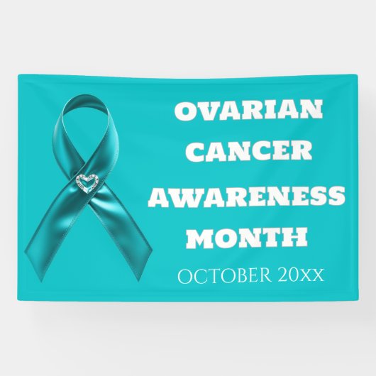 Ovarian Cancer Awareness cervical teal ribbon 横断幕 (横)