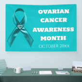 Ovarian Cancer Awareness cervical teal ribbon 横断幕 (トレードショー)