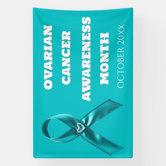 Ovarian Cancer Awareness cervical teal ribbon 横断幕 (縦)