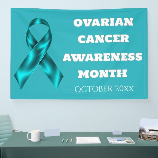 Ovarian Cancer Awareness Month teal ribbon DIY 横断幕 (トレードショー)