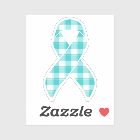 Ovarian Cancer Awareness Plaid Ribbon Teal シール (シート)