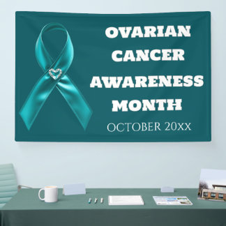 Ovarian Cancer Awareness teal ribbon cervical 横断幕
