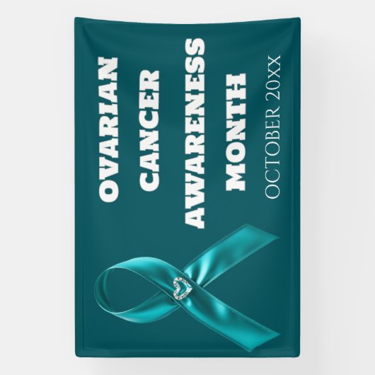 Ovarian Cancer Awareness teal ribbon cervical 横断幕 (縦)