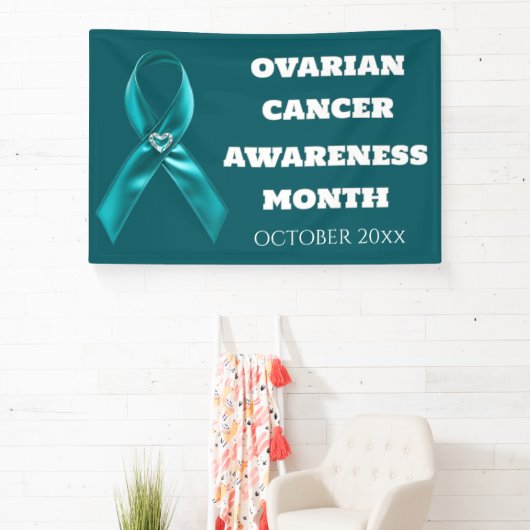 Ovarian Cancer Awareness teal ribbon cervical 横断幕 (インサイチュ)