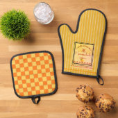 Oven Mitt and Pot Holder Orange Yellow 鍋つかみ&鍋敷きセット (トップダウン)