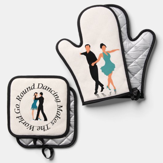 Oven Mitt and Pot Holder - Round Dancer 鍋つかみ&鍋敷きセット (正面/裏面)