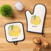 Oven mitt and pot holder set in a refreshing lemon 鍋つかみ&鍋敷きセット (トップダウン)
