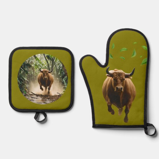 Oven Mitt and Pot Holders 鍋つかみ&鍋敷きセット (正面)