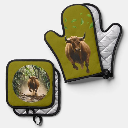 Oven Mitt and Pot Holders 鍋つかみ&鍋敷きセット (正面/裏面)