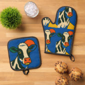 Oven Mitt and Pot Holders 鍋つかみ&鍋敷きセット (トップダウン)