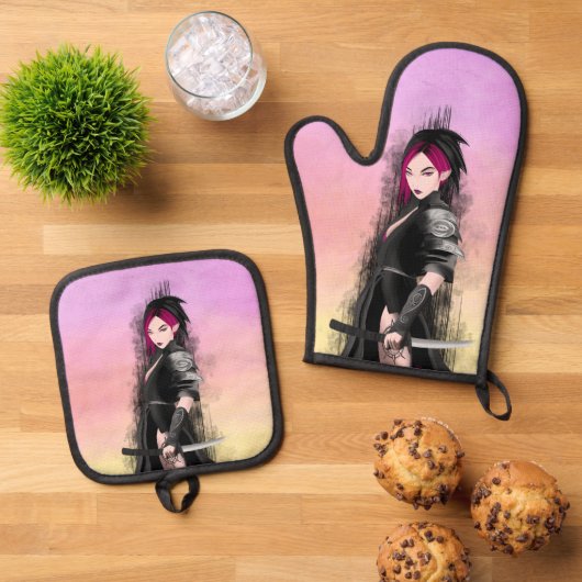 Oven Mitt and Pot Holders 鍋つかみ&鍋敷きセット (トップダウン)