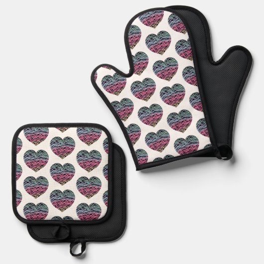 Oven Mitt and Pot Holders 鍋つかみ&鍋敷きセット (正面/裏面)