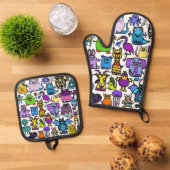 Oven Mitt and Pot Holders 鍋つかみ&鍋敷きセット (トップダウン)