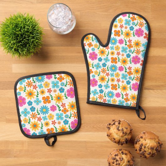 Oven Mitt and Pot Holders 鍋つかみ&鍋敷きセット (トップダウン)