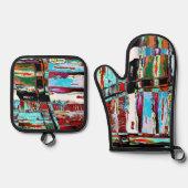 Oven Mitt and Pot Holders – Collapse Reflection 鍋つかみ&鍋敷きセット (正面)