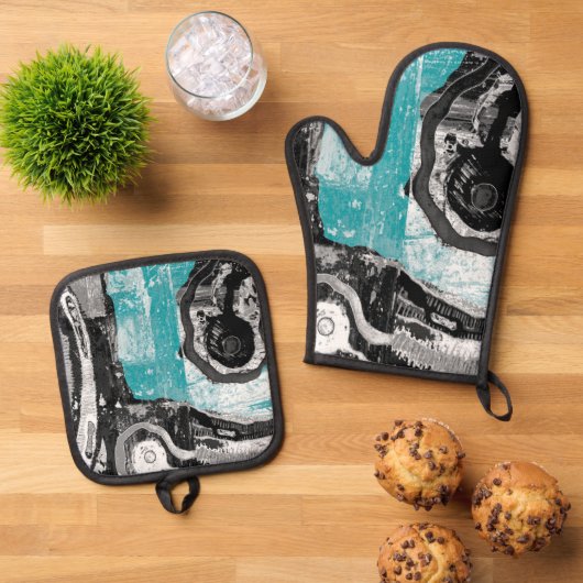 Oven Mitt and Pot Holders Set  - Surface Current  鍋つかみ&鍋敷きセット (トップダウン)