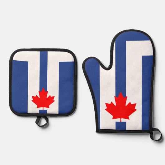 Oven Mitt and Pot Holders, Toronto flag 鍋つかみ&鍋敷きセット (正面)