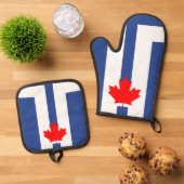 Oven Mitt and Pot Holders, Toronto flag 鍋つかみ&鍋敷きセット (トップダウン)