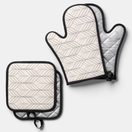 Oven Mitt & Pot Holder Abstract Flower 鍋つかみ&鍋敷きセット