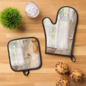 Oven Mitt & Pot Holder Set Curtain in the Wind 鍋つかみ&鍋敷きセット (トップダウン)