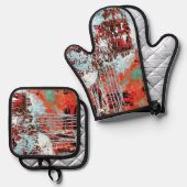 Oven Mitt & Pot Holders – 腐食パルス 鍋つかみ&鍋敷きセット (正面/裏面)