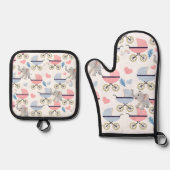 Oven Mitt & Pot Holders Baby Stroller Elephant 鍋つかみ&鍋敷きセット (正面)
