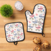Oven Mitt & Pot Holders Baby Stroller Elephant 鍋つかみ&鍋敷きセット (トップダウン)
