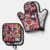 Oven Mitt & Pot Holders – Fragmented Pulse 鍋つかみ&鍋敷きセット (正面/裏面)