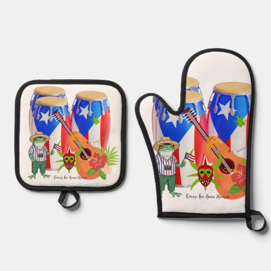 Oven Mitt & Pot Holders Puerto Rican Kitchen Set 鍋つかみ&鍋敷きセット (正面)