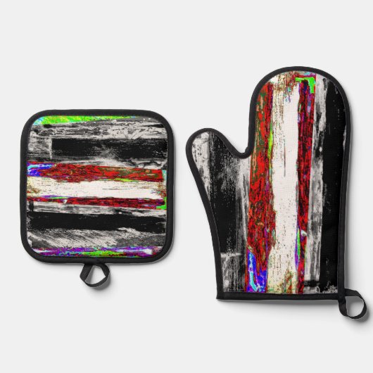 Oven Mitt & Pot Holders – Reflection Layers 鍋つかみ&鍋敷きセット (正面)