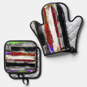 Oven Mitt & Pot Holders – Reflection Layers 鍋つかみ&鍋敷きセット (正面/裏面)