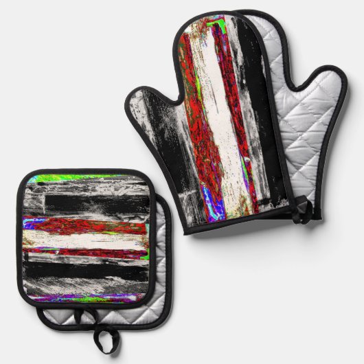 Oven Mitt & Pot Holders – Reflection Layers 鍋つかみ&鍋敷きセット (正面/裏面)