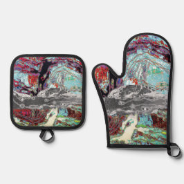 Oven Mitt & Pot Holders – Strata Pulse 鍋つかみ&鍋敷きセット