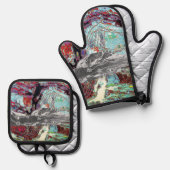 Oven Mitt & Pot Holders – Strata Pulse 鍋つかみ&鍋敷きセット (正面/裏面)