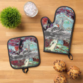Oven Mitt & Pot Holders – Strata Pulse 鍋つかみ&鍋敷きセット (トップダウン)