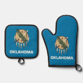Oven Mitt, Pot Holders with flag of Oklahoma, US 鍋つかみ&鍋敷きセット (正面)